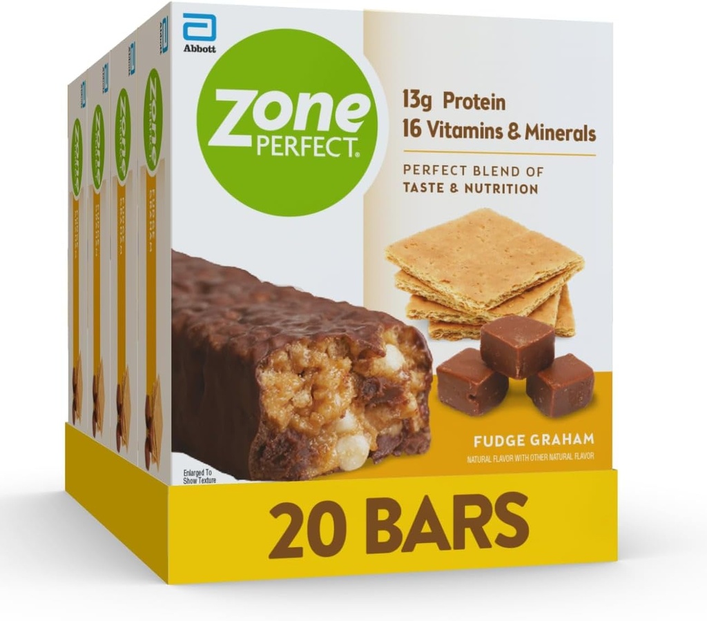 SonePerfect Protein Bars, 13g Protein, 16 vitaminer og mineraler, Protein Snack, Fudge Graham, 20 Bars