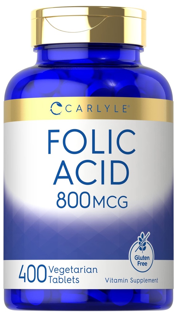 Carlyle Folinsyre 800 Mcg Tabletter ® 400 greve | vegetarisk, ikke-GMO, Glutenfri