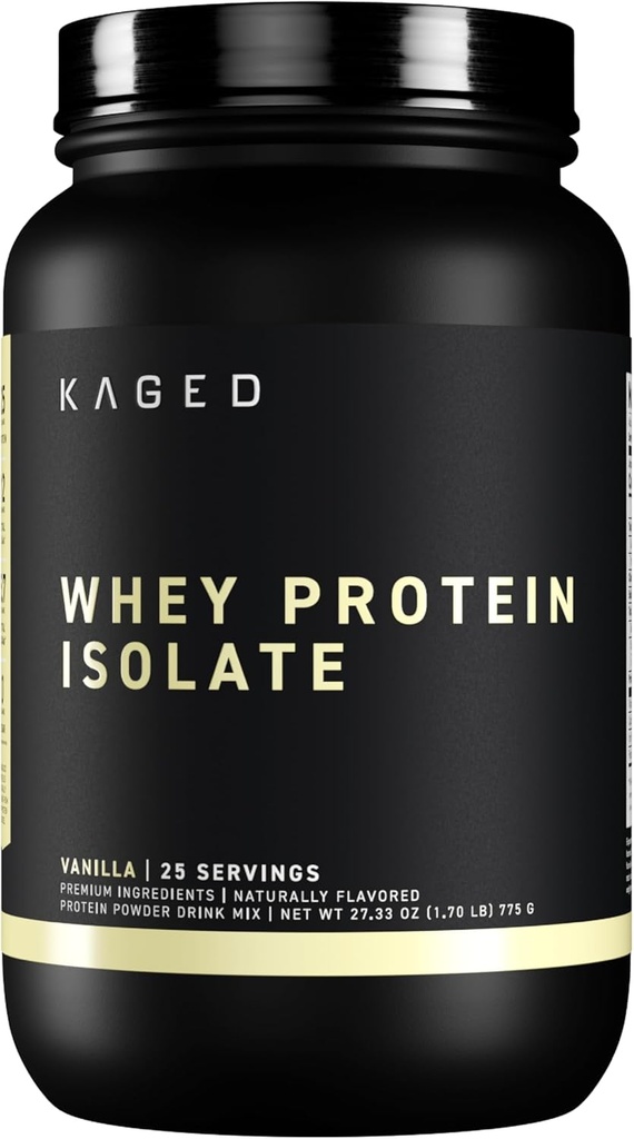 Kaged Whey Protein Isolate pulver | Vanilla | 100% ren lav Low Luxury Whey | Post Trening Recovery Drink | Støtter muskelbygging | Kosttilskudd for menn og kvinner | 25 Serveringer