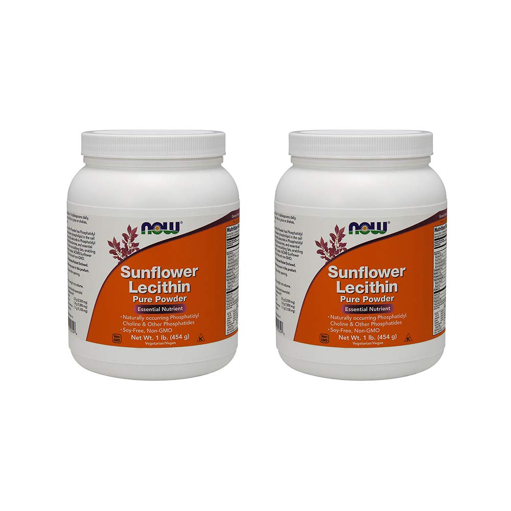 Nå Mat Nå Matvarer, (2 Pack) Sunflower Lecithin, Rent pulver, 1 lb (454 g)