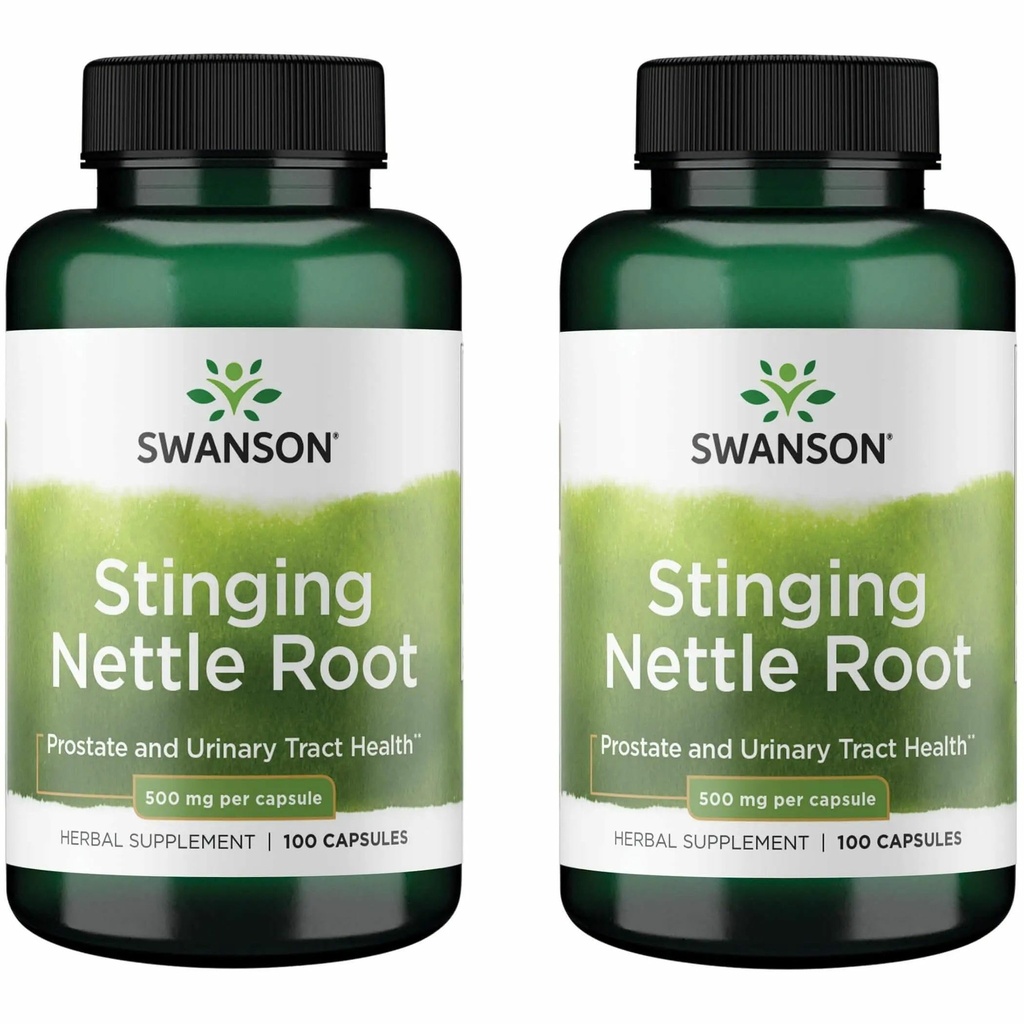 Swanson Stinging Nettle Root (Urtica Dioica) - Herbal Supplement - (100 Kapsler, 500 mg) (2 Pack)
