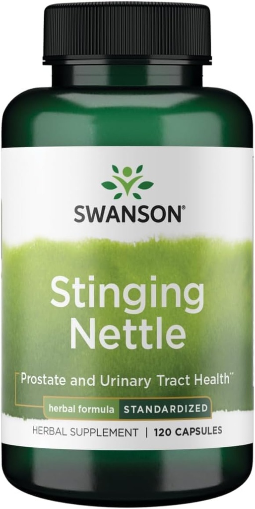 Swanson Stinging Nettles - Herbal Supplement Prostate Helse & Urin Tract Support - Naturlig formel som støtter pustende helse og flytende balanse - (120 kapsler)