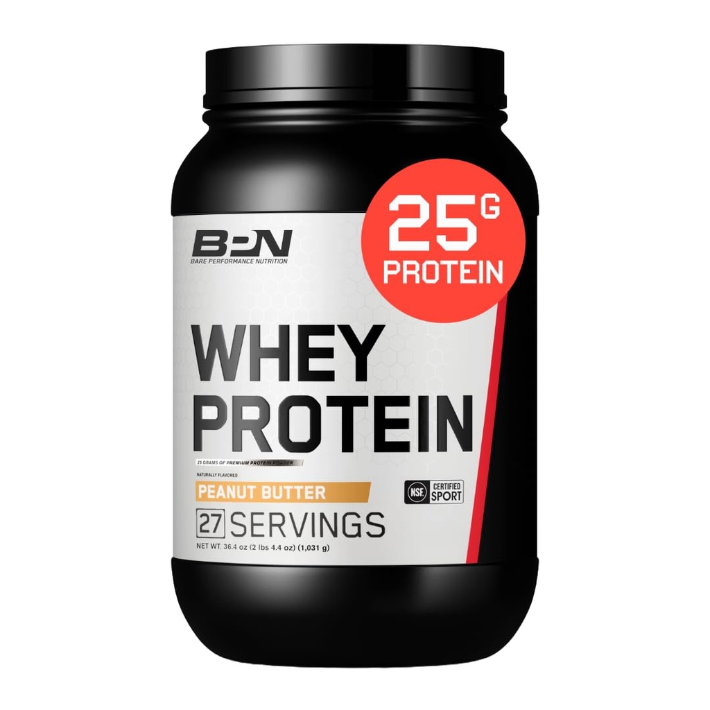 BARE PERFORMANCE NUTRITION, BPN Whey Protein + Casein Protein pulver blanding, Peanut Smør, 25 g Protein per servering støtter Lean Muscle Recovery, 27 serveringer, tredjepart testet