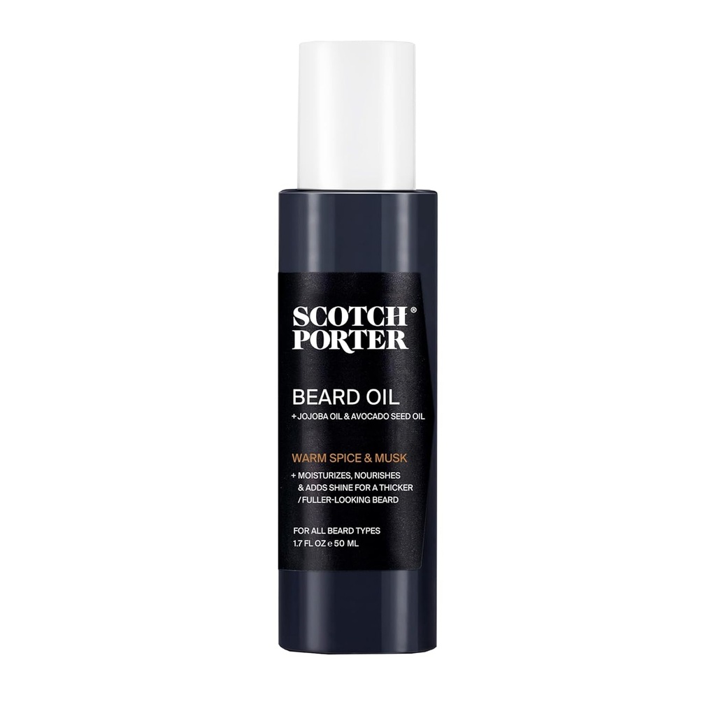 Scotch Porter Smoothing Beard Oil - Nourishing Olje Seals i Moisture & Smooths Flyaways for en frizz-fri, Fullere / sunnere-looking Beard med hele dagen Shine - Original Scent, 1.7 oz. Flaske