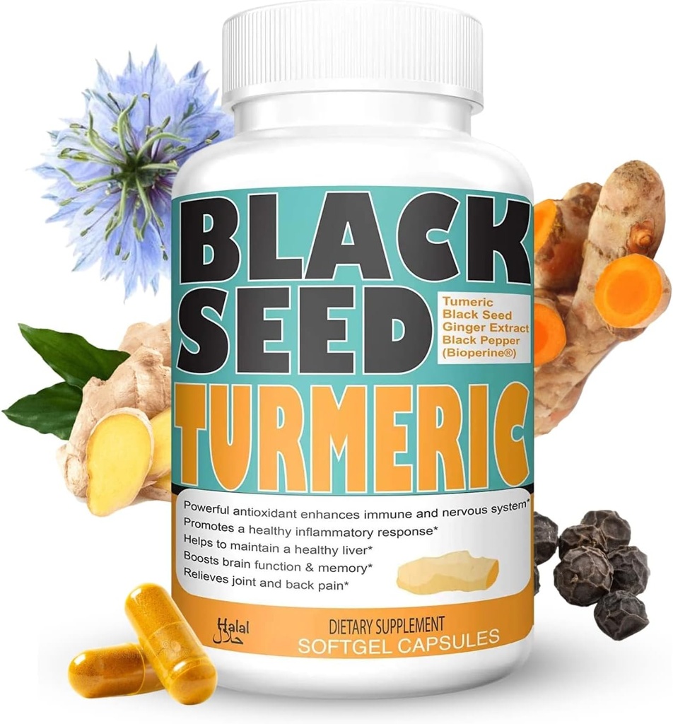 Turmeric 1350mg Curcumin 150mg svart frø pulver 75mg Ginger Extract 50mg svart pepper frukt ekstrakt 10mg bioperine 60 Veggie Count Capsules by Sweet Sunnah