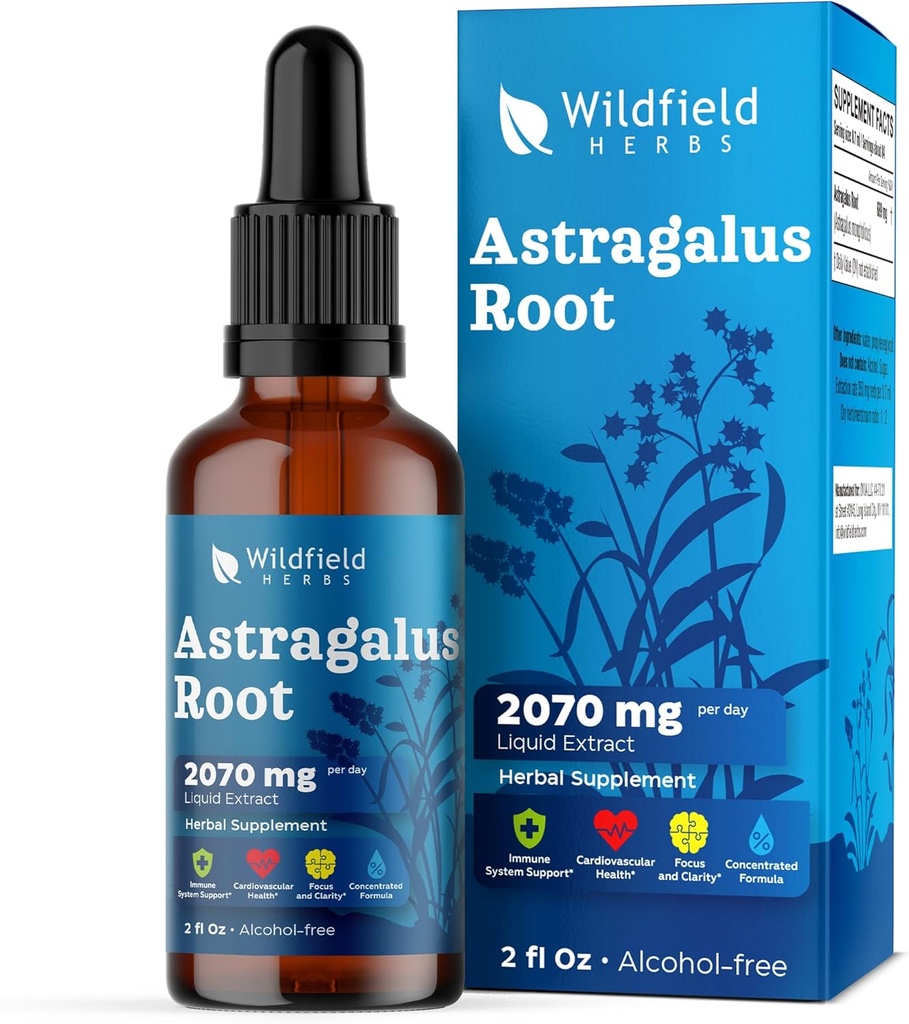 Astragalus urt ekstrakt Drops 2000mg (Astragalus membranaceus) Herbal kosttilskudd Absorbs bedre enn kapsler, 1 måneds forsyning, 84 servering, alkoholfri tinktur - 2 Oz, pakke med 1