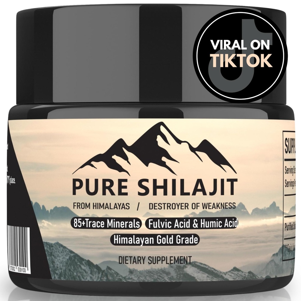 Himalayan Resin for menn og kvinner, organisk naturlig kosttilskudd med 85+ Trace Minerals + Humic Acid, høy potens gi energi, styrke og immunitet (30g Ny)