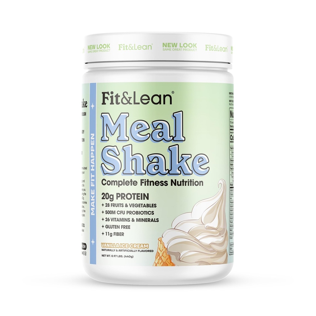 Fit & Lean Meal Shake, Fettforbrenning Måltid Erstatning, Protein, Fiber, Probiotika, Vanilla, 1lb, 10 Serveringer Per Container