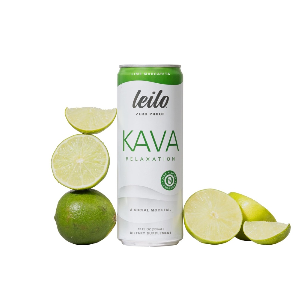 LEILO | Kava drevet Lime Margarita Mocktail Drink | 12-Pack - Sukkerfri og ikke-ALC Funksjonell avslapningsstøtte | 12 fl oz Cans (Pack of 12)