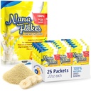 Nana flakes 100% ren banan flakes medisinsk mat pulver - reduserer fettinntak & naturlig remedi for diarré & hjerteforbrenning - god kilde til protein & fiber (25 enkeltserve pakker)