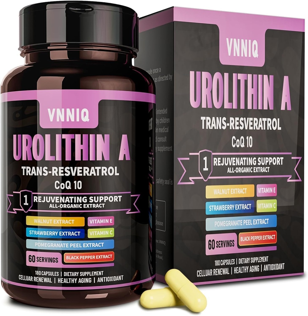 9-i-1 Anti-Aging Supplement med urolitin A (1200mg) Trans-Resveratrol og CoQ10: Vitality Enhancer