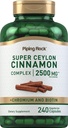 Piping Rock Super Ceylon kanelkomplekse kapsler | 240 pulver piller | ekstrakt Supplement med kromium og biotin | vegetarisk, ikke-GMO, Glutenfri