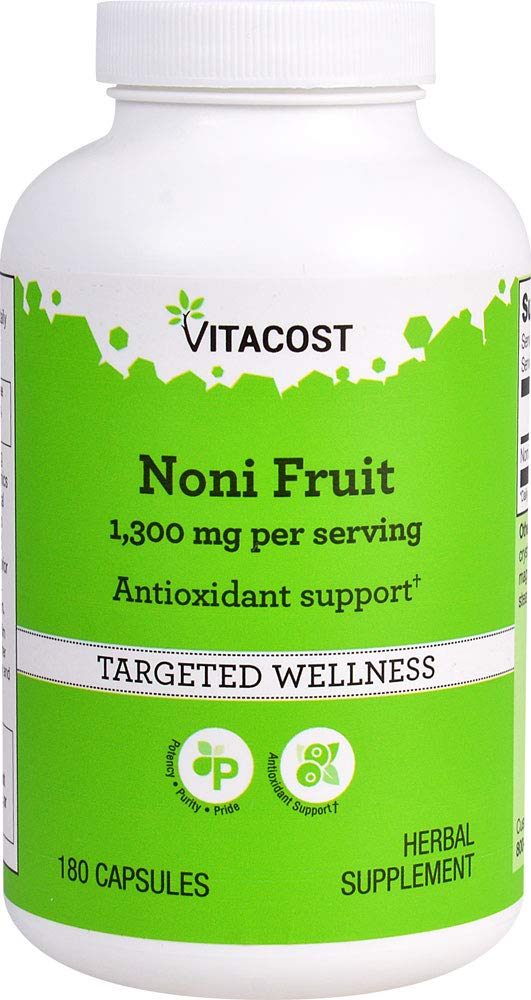 Vitacost Noni Fruit - 1.300 mg per porsjon - 180 Kapsler