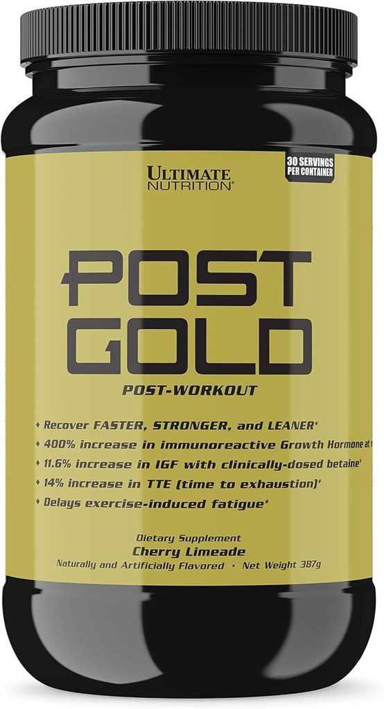Ultimate Nutrition Post Gold Post-Workout pulver, Muscle Recovery Drink med BCAA, Beta Alanine, Betaine, GABA, Glutamin, 1,07 pund, Cherry Limeade