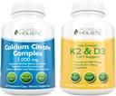 Rent Holistisk Kalsium Citrate Complex 1000mg + vitamin D3 125mcg K2 MK7 90mcg - 365 Vegan Kapsler + 150 vegetariske kapsler Bundle - laget i USA