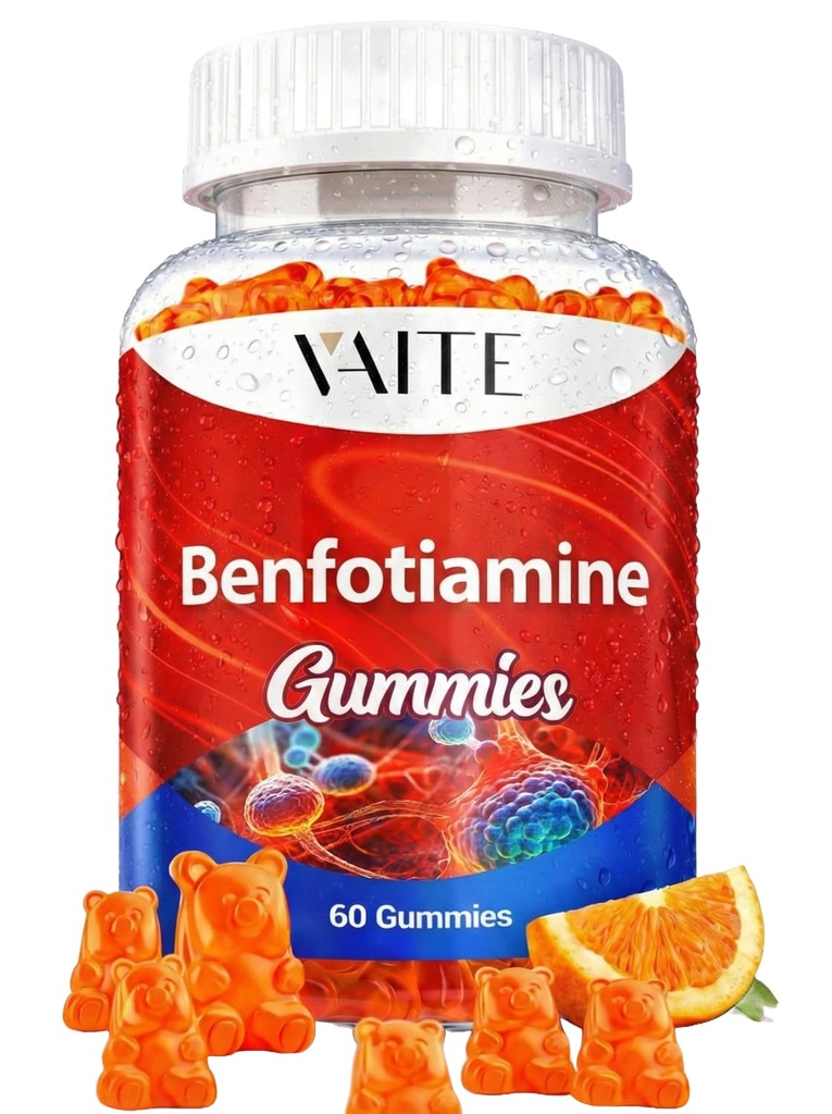 Benfotiamin 320mg Gummier med 45mg L-Leucin Supplement: Essential Vitamin B1 Complex for menn og kvinner, Ikke-GMO, Vegan & Glutenfri - støtter metabolisme, energi og nervesystem helse