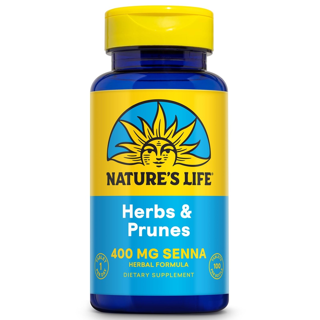 Naturens liv urter og krukker ® 400 mg Senna & Herbal blanding for sunn Digestion støtte ® Non-GMO ® 100 faner, 100 Serv.