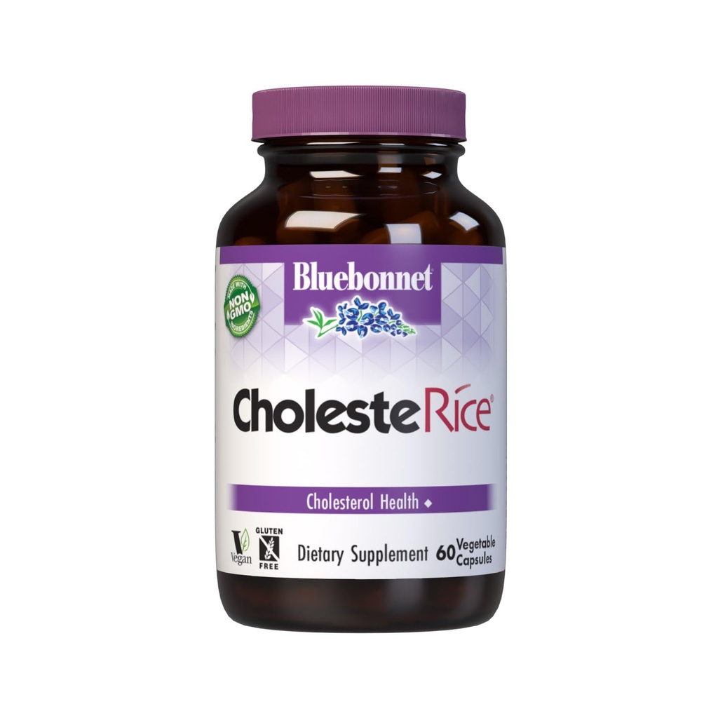 Blåbonnet ernæring Cholesterice Grønnsaker Kapsler, Rød Yeast Rice, Plantesteroler, Pantethine, CoQ10, Policosanol, Vegan, Vegetarisk, Ikke GMO, Glutenfri, Melkfri, SOY-FREE, 60 Grønnsaker Kapsler
