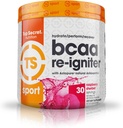 Topp hemmelig ernæring BCAA Re-Igniter Vegansk Aminosyre Supplement med Astaxanthin og elektrolytt, Hydration Blande med kokosvann, 9,80 oz (30 porsjoner), bringebær Sherbet