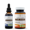 Artichoke USDA Organic and Star Anise Capsules (2 stk.) | alkoholfri organisk artichoke (Cynara scolymus) tørket leaf 2 oz og 1000 mg stjerne anise (Illium verum) tørket frø (60 kapsler)