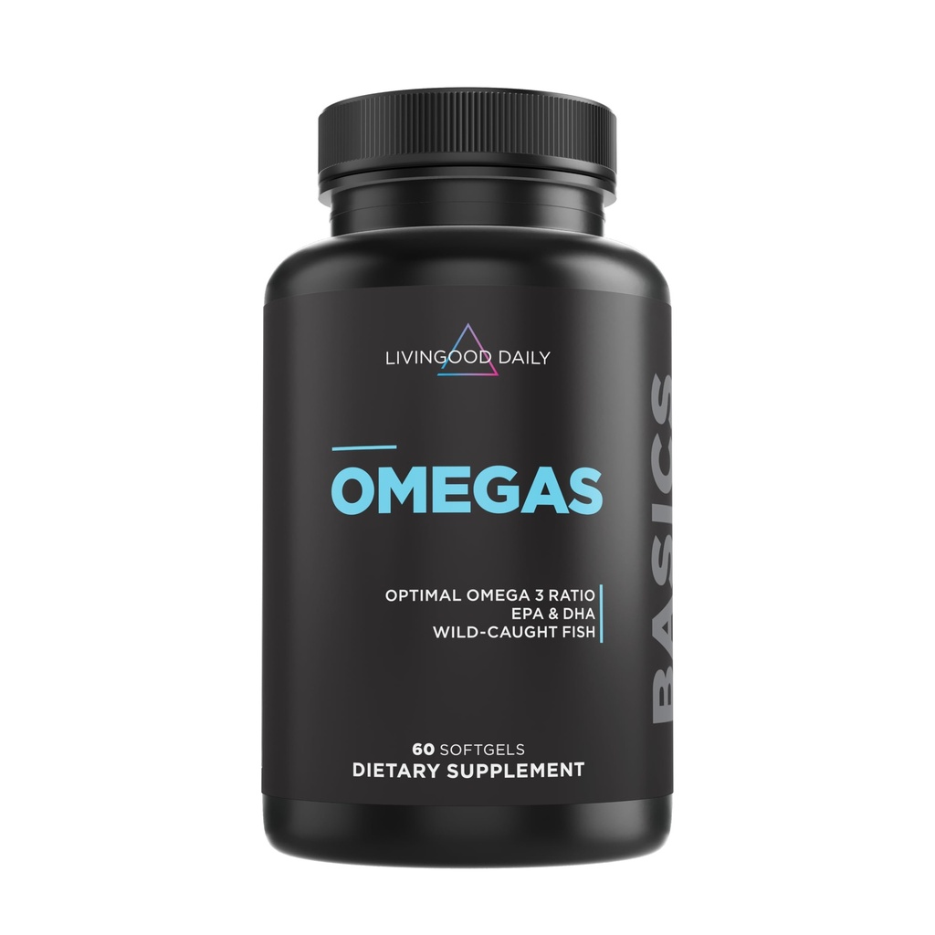 Livingood Daily Fish Oil Omega 3 Supplement, EPA og Dha fra Wild Caught Fish, Omega 3 Fettsyrer for hjerte, hjerne, og felles helse for menn og kvinner, Glutenfri, 30 dagers forsyning, 60 Softgels