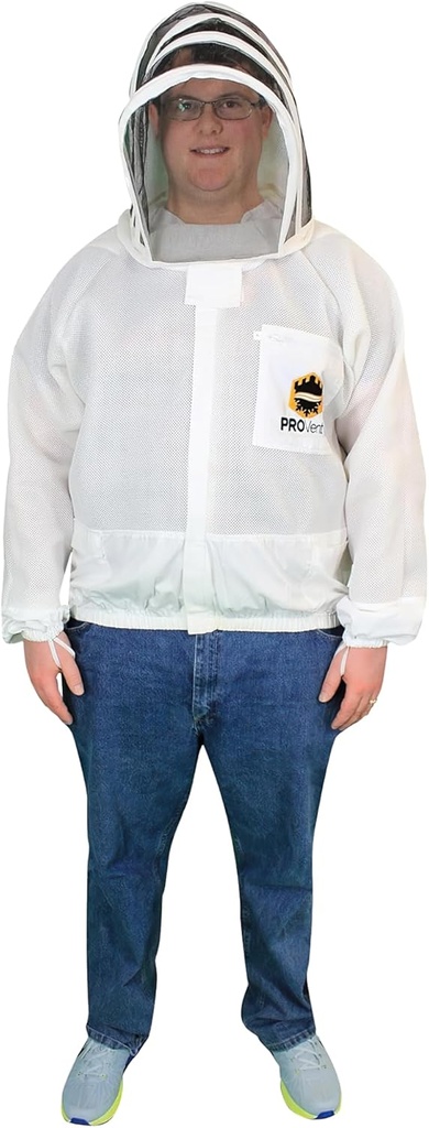 Mann Lake Provent Beekeeping Jakker, Profesjonell Grade Vented Bee Gear med selvstøttende Veil, Heavy-Duty Zippers, Elastisk Wrist åpninger, styrkede høyvevde områder og bryst lomme, Medium