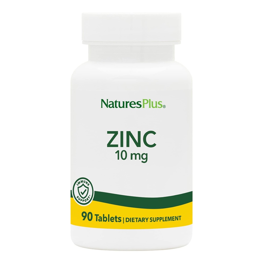 NaturesPlus Sink Tabletter - 10 mg, 90 vegetariske kosttilskudd - Immunsystem Supplement for cellevekst og reparasjon - fremmer sunn digestion, metabolisme og visjon - Glutenfri - 90 Serveringer