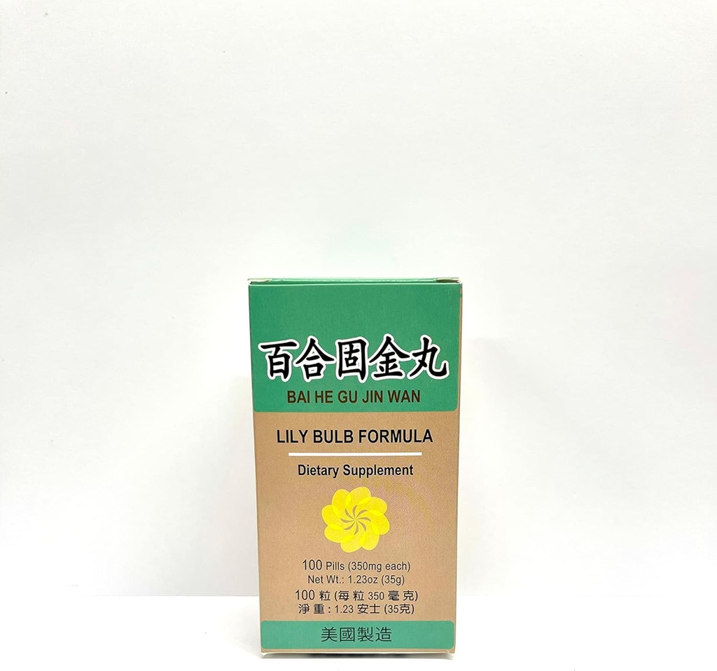 Lao Wei Lily Bulb Formel - Bai Han Gu Jin Wan Herbal Supplement bidrar til å opprettholde et sunnt respirasjonssystem og til å kle seg med Phlegm 100 piller 350 mg/hver laget i USA