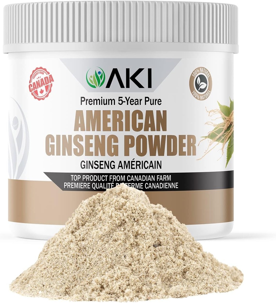 AKI Amerikansk Ginseng pulver med 4% Ginsenosides - ideell med kaffe, drikke som smoothies (4oz/113g)