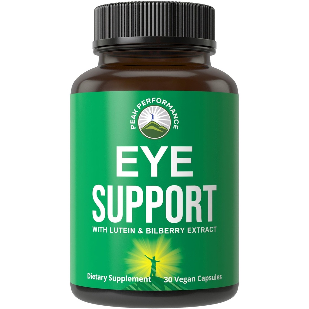 Peak Performance Eye Vitaminer - Macular Support Supplement med Lutein, Zeaxanthin, Astaxanthin, karotenoider, Bilbærekstrakt. Kapsler for aldrende øyne, datamaskin, smarttelefonbrukere. Unngå degenerasjon