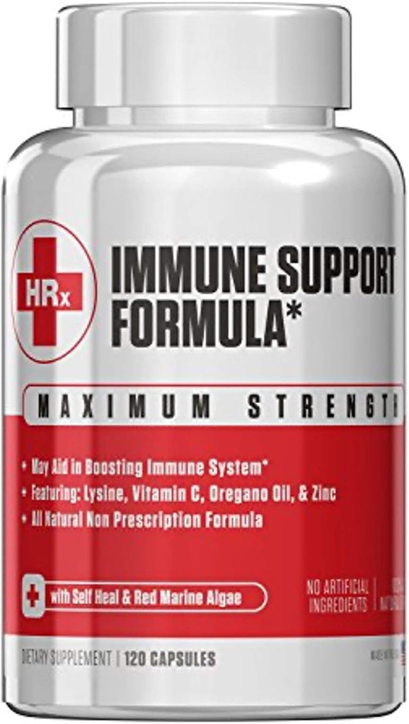 Re+Gen Nutrition Immun støtte Supplement for voksne, naturlige kapsler med sink, vitamin C, L lysin Amino Acid & Oregano olje for sterk immunisme helse hos menn og kvinner, 120 kapsler