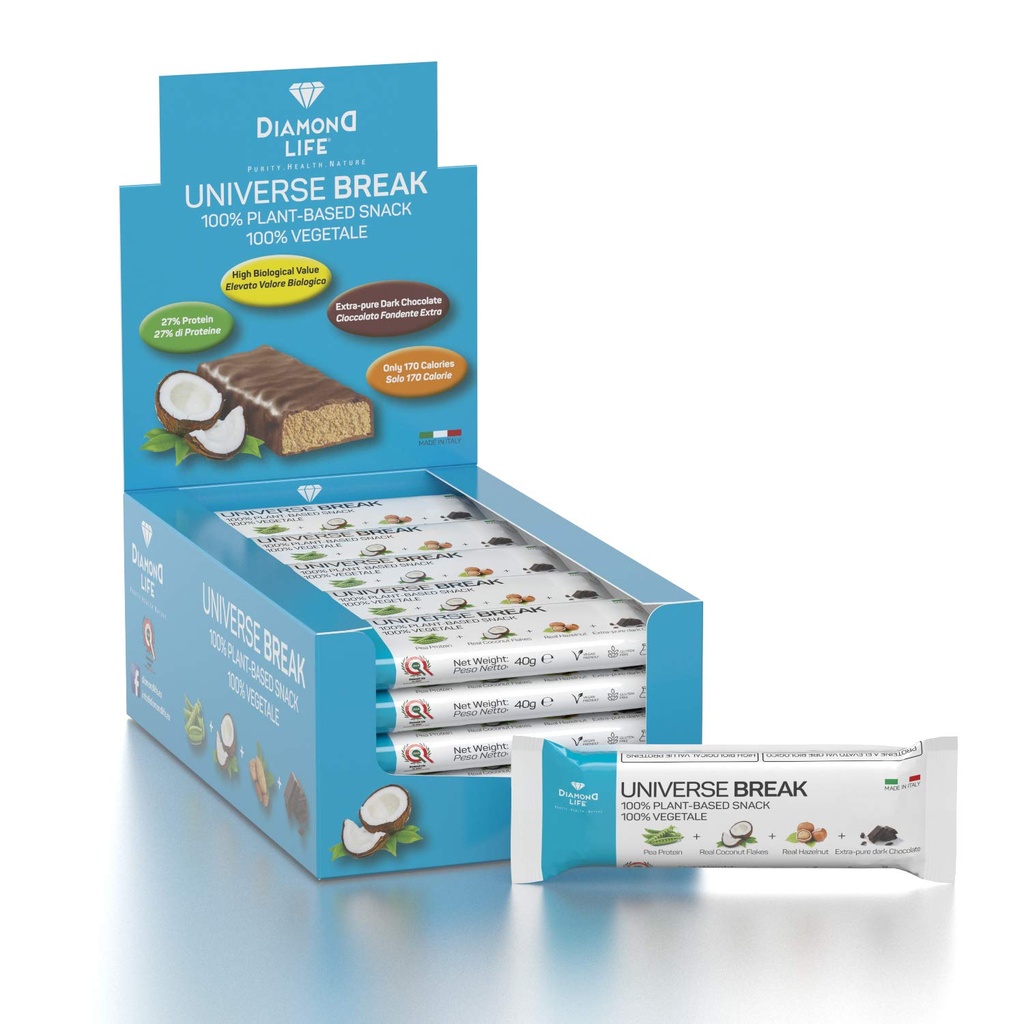 UNIVERSE BREAK - Coconut Flavour - Perfekt balansert lav-kalori plantebasert bar - Diamond Life