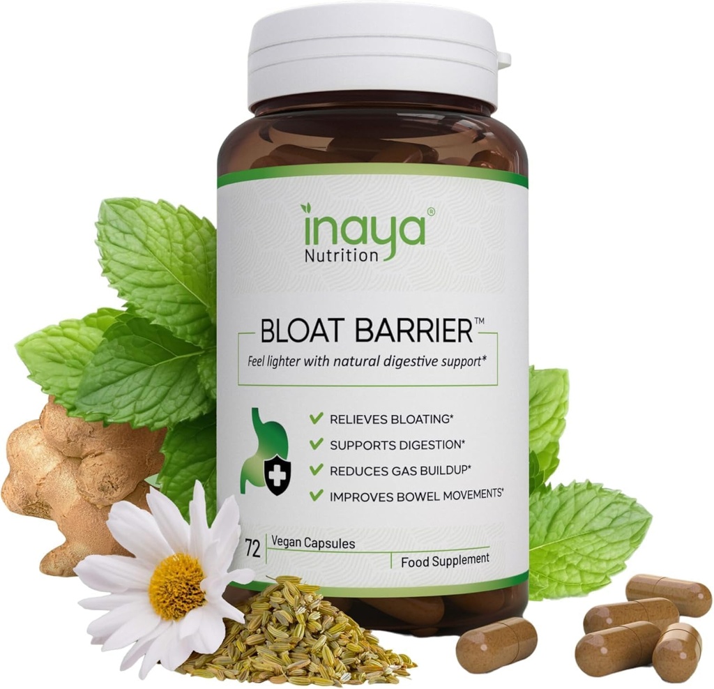 BloatBarrier 72 kapsler - Naturlig Digestion og Bloating Supplement for Mage Bloating Relief, Gass Reduksjon og Forbedret Bowel Bevegelser - Vegan, Gut Helse Supplement