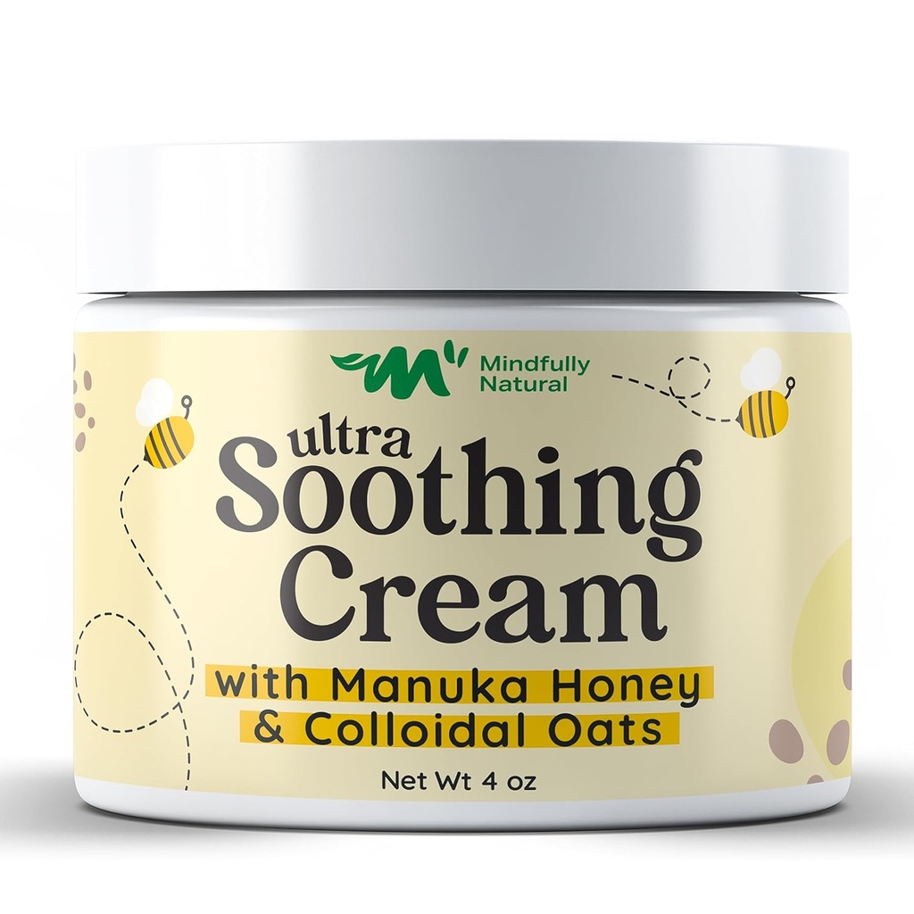 Ultra Soothing kolloidal havremel krem med manuka honning - Eczema krem for barn og voksne - Steroid gratis anti kløe lotion for tørr og kløende hud relief med naturlige og organiske ingredienser