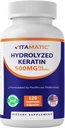 Vitamatic Hydrolysert Keratin 500mg per servering - 120 vegetariske kapsler - Keratin Kosttilskudd for sunn hårhud og negler for voksne
