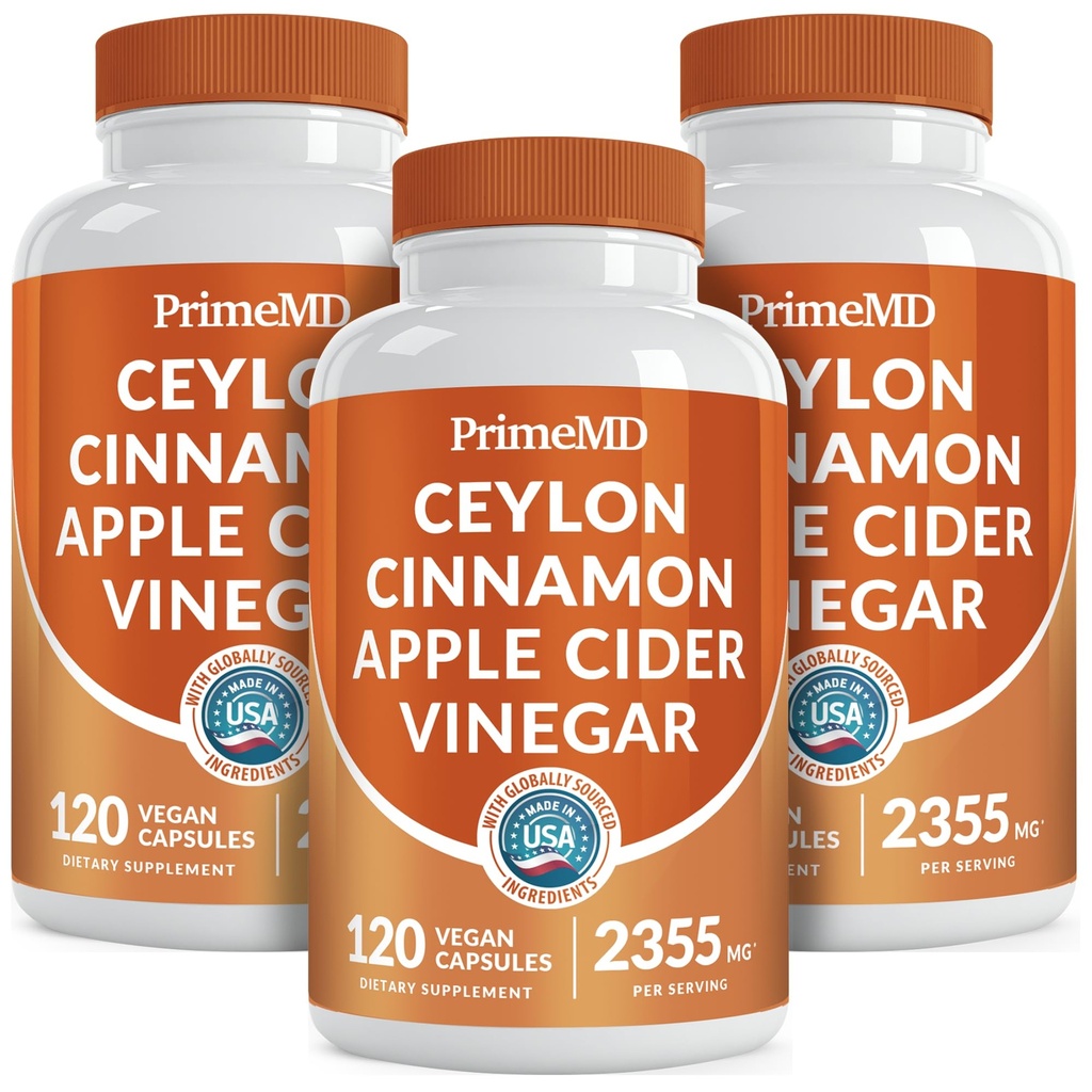 5-i-1 Ceylon Cinnamon Capsules 2355mg - Ceylon Cinnamon og Apple Cider Vinegar Capsules - Turmeric og Panax Ginseng - Cinnamon Supplements med Bioperine (120ct, Pack of 3)