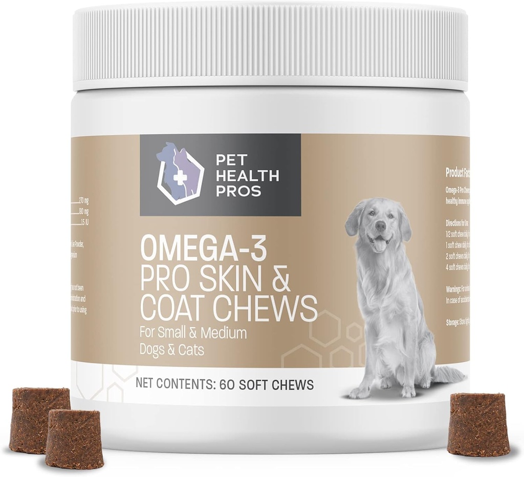 Omega Bites for hunder - Chewable Fish Oil Supplement med Omega 3 Fatty Acids og vitamin E for felles helse og hud & Coat Helse - 60 Telling