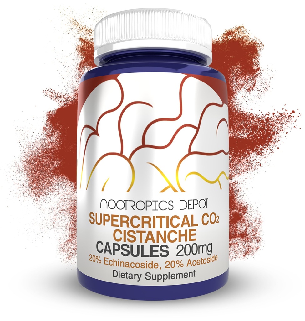 Nootropics Depot Cistanche Superkritiske CO2-ekstraktkapsler | 20% Echinacoside + 20% Verbascoside (Acetoside) | 60 greve