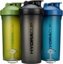 Hydra Cup [3 Pack] 45 Ounce Shaker flasker for proteinshakes, Jumbo Shaker Cups med Ball Blender Whisk, Ekstra stor flaske med håndtak (Dark farger)