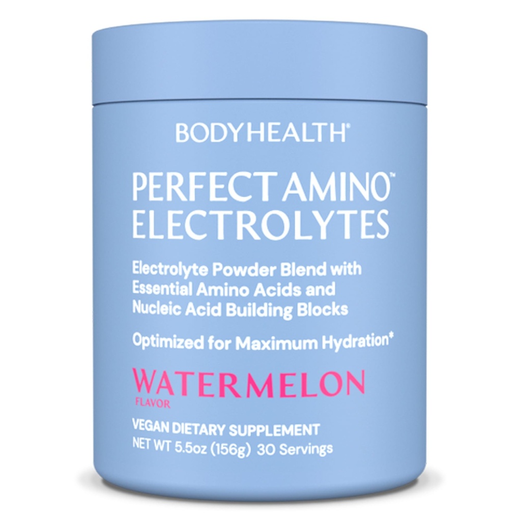 BodyHealth PerfectAmino Elektrolyserer pulver Ingen Sukker, Keto Sugar Gratis Fasting Elektrolytter Drikke Blande, Hydration pulver med spor Mineraler - Vannmelon - 30 Serveringer