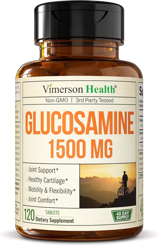 Glukosamin Sulfat 1500mg w/Potasium – FSA kvalifisert felles støtte Supplement for Cartilage, Bone & Joint Health, Av og til Discomfort Relief for rygg, Kneer & hender – Glukosamin Complex 120 Tabs