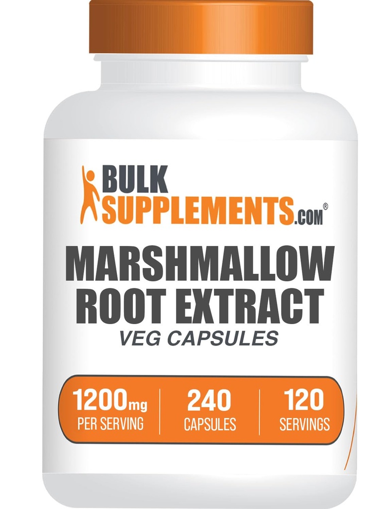 BulkSupplements.com Marshmallow Root Extract Capsules - Herbal Supplement, Marhmallow Root 1200mg - Glutenfri, 2 Kapsler per servering, 240 Count (Pack of 1)