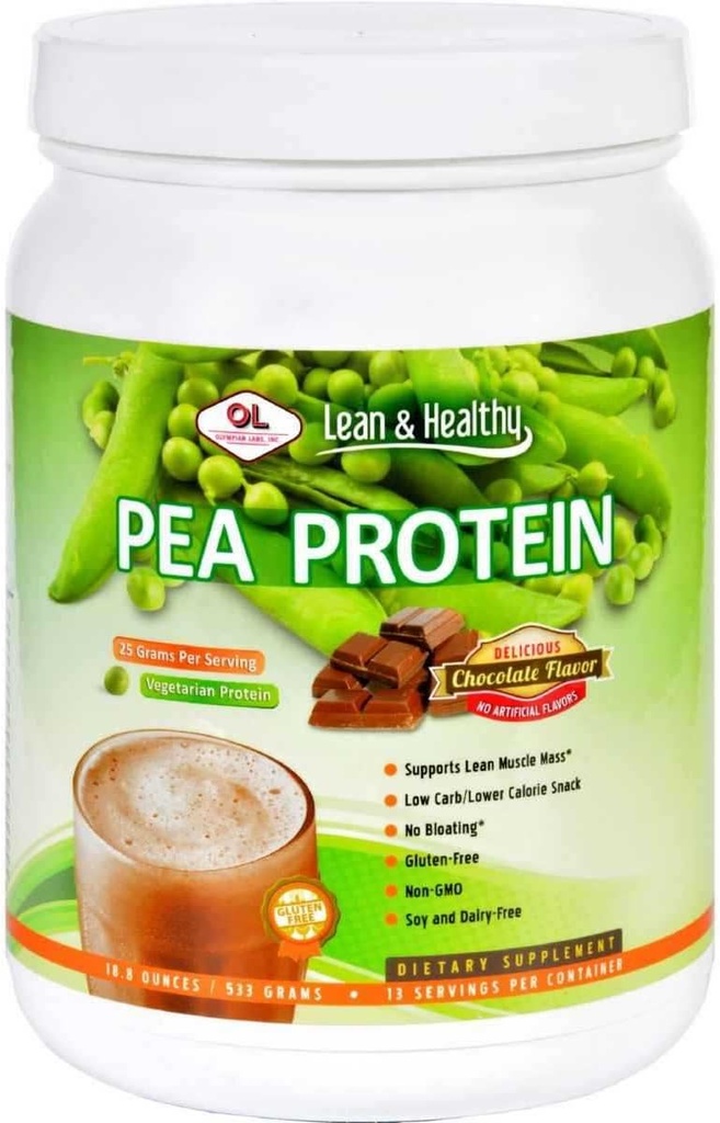 Olympian Labs Pea Protein Shake, sjokolade, liten, 18.8 Ounce