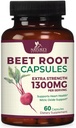 Beet Root Capsules 1300mg - Ekstra styrke rød beetroot pulver Supplement – støtter nitric oksid produksjon, hjerte helse og naturlig energi – ikke-GMO, Vegan, Glutenfri – 60 Veggie Kapsler