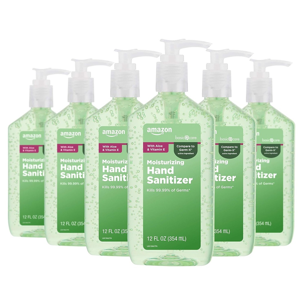 Basic Care - Aloe Vera hånd Sanitizer 62%, 12 fl oz (Pack of 6)