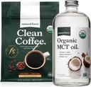 Natural Force Organic Dark Roast Clean Coffee + Organic MCT Oil Bundle - 100% ren kokosnøtt MCTs & Mold & Mycotoxin Gratis kaffe - Ikke-GMO, Keto, Paleo og Vegan - 12 Oz og 32 Oz