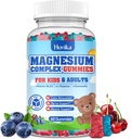 Kids Magnesium Gummies - Magnesium Glycinate Citrat Chewable Supplement med vitamin B6, D3, Passion Blomster, L-theanin - Sukkerfri rolig Magnesium for barn og voksne søvn, Mood, Relaxation, 60 Chews