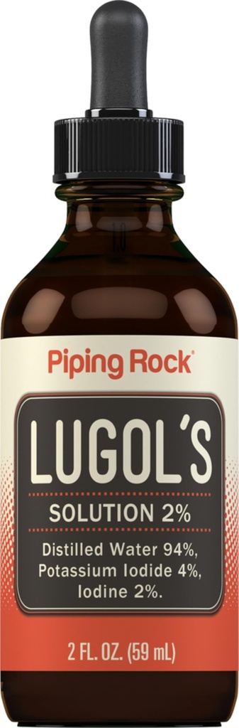 Lugols jodin faller 2% 2 fl oz | flytende kosttilskudd | Kalium jodid 4% | ved Piping Rock