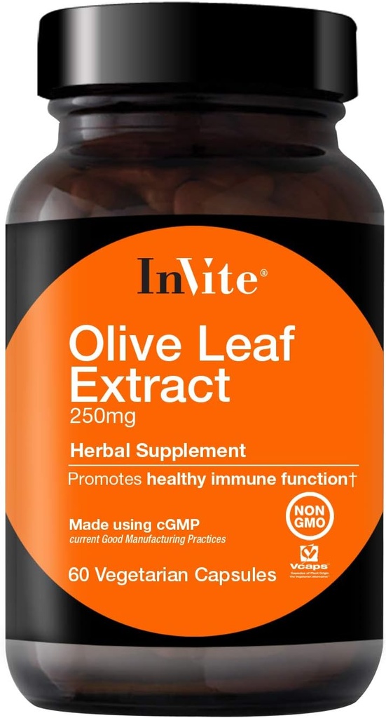 Inviter Health Olive Leaf Extract - gir næringsdyktig støtte for sunn immunsystem - 30 dagers forsyning - 60 vegetariske kapsler (1)