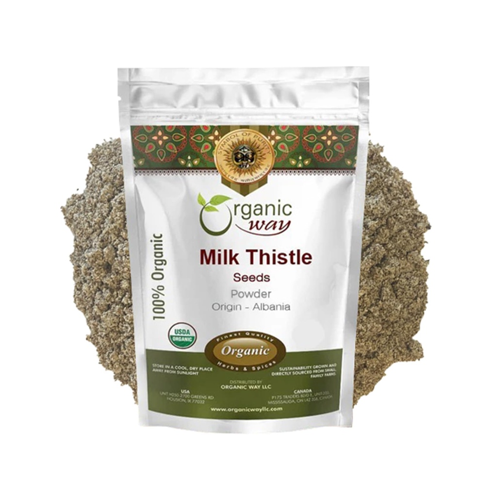 Organic Way Melk Thistle frø pulver (Silybum Marianum) - Herbal Te | Europeisk Wild-Harvest | Organic & Kosher Certifisert | Ikke GMO & Glutenfri | USDA Certifisert | Opprinnelse - Albania 2 Oz (pakke av 1)